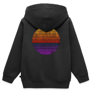 Sunset Vintage - Sweat Premium à capuche zippé enfant bio - noir - Dos - AI Model Kid Male (0cm)