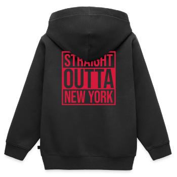 Tout droit sorti NYC - Sweat Premium à capuche zippé enfant bio - noir - Dos - AI Model Kid Male (0cm)