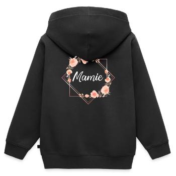 Mamie - Sweat Premium à capuche zippé enfant bio - noir - Dos - AI Model Kid Male (0cm)