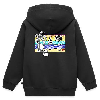 Il peut attendre sunset Doodle - Sweat Premium à capuche zippé enfant bio - noir - Dos - AI Model Kid Male (0cm)