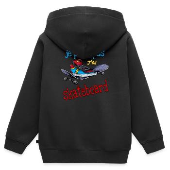 Je peux pas j'ai skate. Skateboard - Sweat Premium à capuche zippé enfant bio - noir - Dos - AI Model Kid Male (0cm)