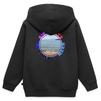 Sie Küste - Er wollte Meer - Kinder Premium Organic Zip Hoodie - Schwarz - Hinten - AI Model Kid Male (0cm)