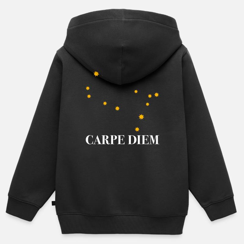 Carpe Diem a utilisé la constellation du jour Gémeaux - Sweat Premium à capuche zippé enfant bio - noir