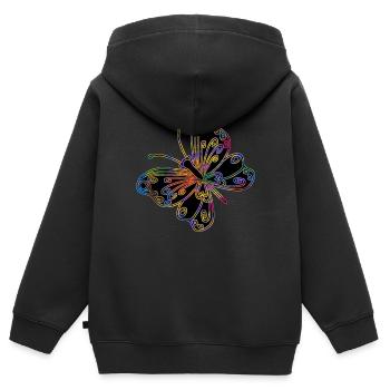 Papillon - Sweat Premium à capuche zippé enfant bio - noir - Dos - AI Model Kid Male (0cm)