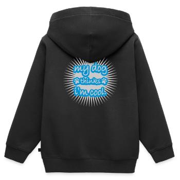 Le chien pense dans la fraîcheur - Sweat Premium à capuche zippé enfant bio - noir - Dos - AI Model Kid Male (0cm)