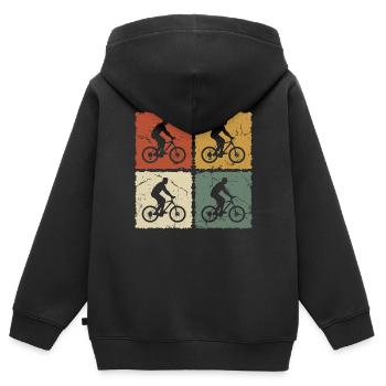 Fahrradfahrer Vintage - Kinder Premium Organic Zip Hoodie - Schwarz - Hinten - AI Model Kid Male (0cm)