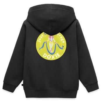 Juste la doxie moyenne. - Sweat Premium à capuche zippé enfant bio - noir - Dos - AI Model Kid Male (0cm)