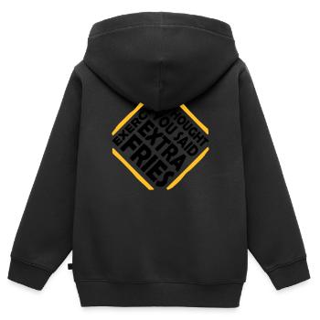 Exercice Extra Fries Citation - Sweat Premium à capuche zippé enfant bio - noir - Dos - AI Model Kid Male (0cm)