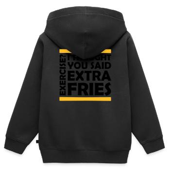 Exercice Extra Fries Citation - Sweat Premium à capuche zippé enfant bio - noir - Dos - AI Model Kid Male (0cm)