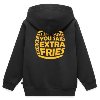 Exercice Extra Fries Citation - Sweat Premium à capuche zippé enfant bio - noir - Dos - AI Model Kid Male (0cm)