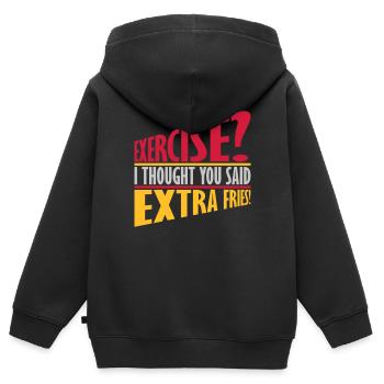 Exercise Extra Fries Zitat - Kinder Premium Organic Zip Hoodie - Schwarz - Hinten - AI Model Kid Male (0cm)