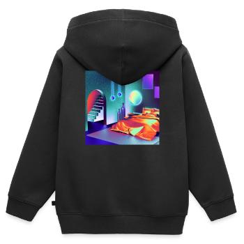 Zimmer - Kinder Premium Organic Zip Hoodie - Schwarz - Hinten - AI Model Kid Male (0cm)