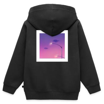 chill light - Sweat Premium à capuche zippé enfant bio - noir - Dos - AI Model Kid Male (0cm)