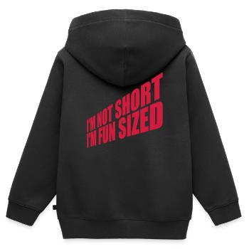 Pas court taille amusante - Sweat Premium à capuche zippé enfant bio - noir - Dos - AI Model Kid Male (0cm)