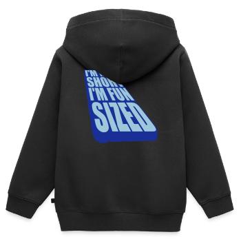 Pas court taille amusante - Sweat Premium à capuche zippé enfant bio - noir - Dos - AI Model Kid Male (0cm)