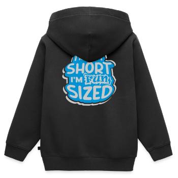 Pas court taille amusante - Sweat Premium à capuche zippé enfant bio - noir - Dos - AI Model Kid Male (0cm)