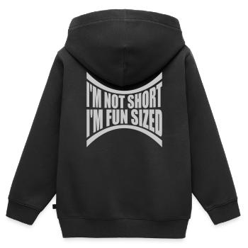 Pas court taille amusante - Sweat Premium à capuche zippé enfant bio - noir - Dos - AI Model Kid Male (0cm)