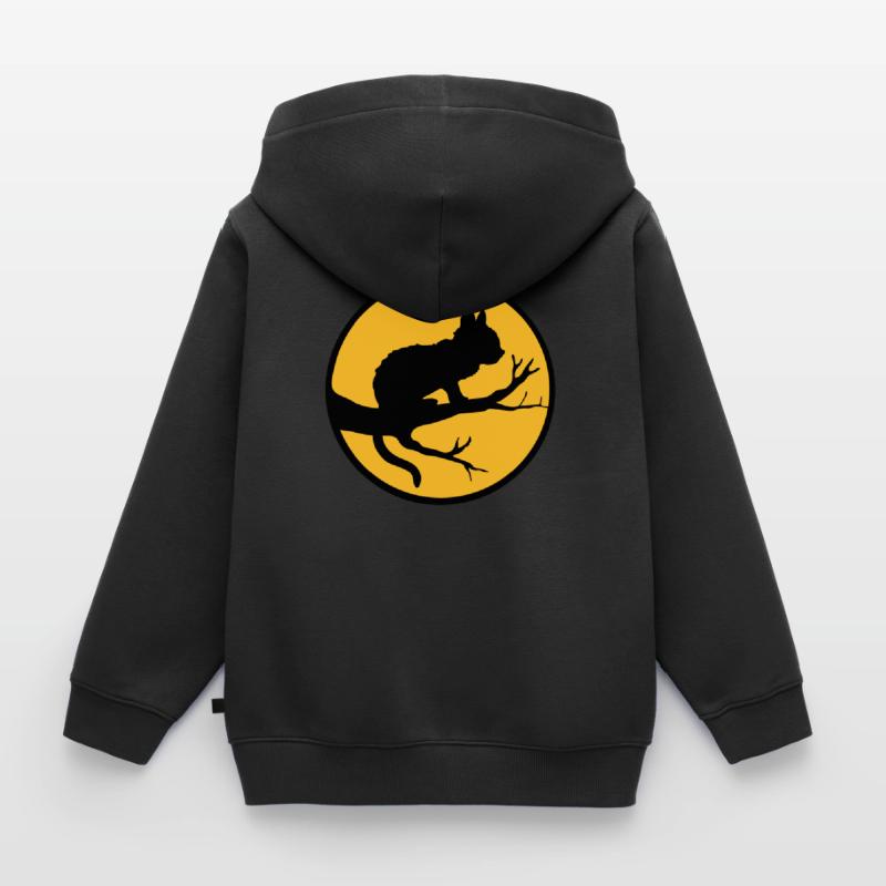 Black Cat Moon Tree Kids Premium Organic Zip-up Hoodie