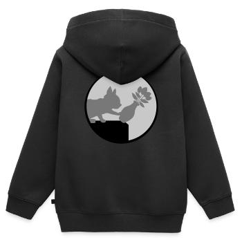 Le vase à fleurs tombe sur le chat - Sweat Premium à capuche zippé enfant bio - noir - Dos - AI Model Kid Male (0cm)