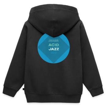 Acid Jazz Musique Vintage - Sweat Premium à capuche zippé enfant bio - noir - Dos - AI Model Kid Male (0cm)