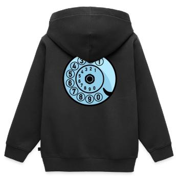 Dial Vintage Phone Call Retro Technologie - Sweat Premium à capuche zippé enfant bio - noir - Dos - AI Model Kid Male (0cm)