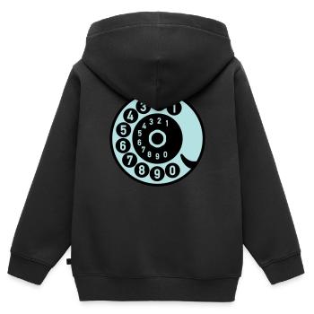 Dial Vintage Phone Call Retro Technologie - Sweat Premium à capuche zippé enfant bio - noir - Dos - AI Model Kid Male (0cm)