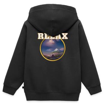 Détendez-vous paysage - Sweat Premium à capuche zippé enfant bio - noir - Dos - AI Model Kid Male (0cm)