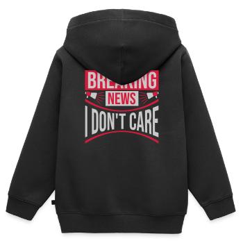 Breaking news don't care - Kinder Premium Organic Zip Hoodie - Schwarz - Hinten - AI Model Kid Male (0cm)