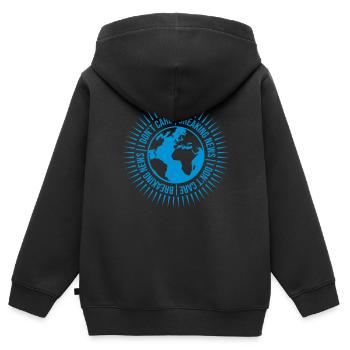 Breaking news don't care - Kids Premium Organic Zip-up Hoodie - black - Back - AI Model Kid Male (0cm)