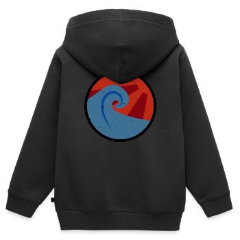Vague style rétro - Sweat Premium à capuche zippé enfant bio - noir - Dos - AI Model Kid Male (0cm)