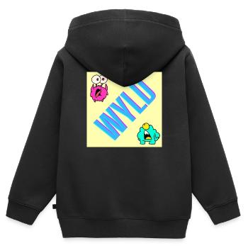 wyld - féroce, grossier - Sweat Premium à capuche zippé enfant bio - noir - Dos - AI Model Kid Male (0cm)
