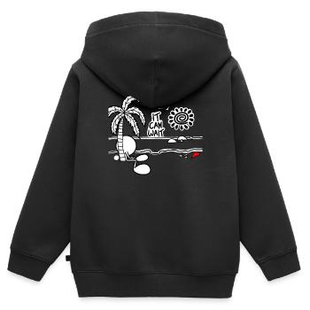 Il peut attendre un simple griffonnage - Sweat Premium à capuche zippé enfant bio - noir - Dos - AI Model Kid Male (0cm)