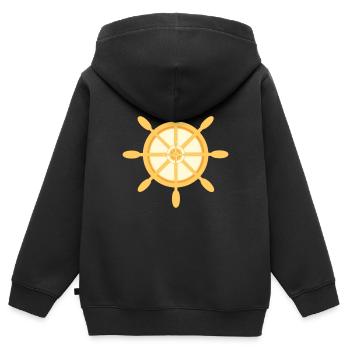 Roue de navire Volant de navire avec directions cardinales - Sweat Premium à capuche zippé enfant bio - noir - Dos - AI Model Kid Male (0cm)
