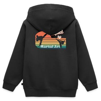 Kampfkunst - Kinder Premium Organic Zip Hoodie - Schwarz - Hinten - AI Model Kid Male (0cm)