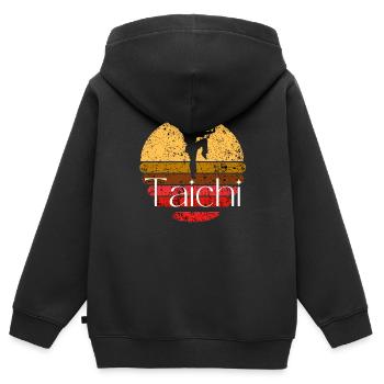 Taichi - Kinder Premium Organic Zip Hoodie - Schwarz - Hinten - AI Model Kid Male (0cm)