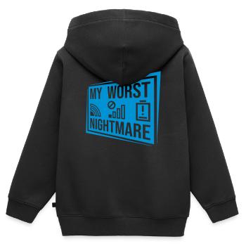 Logos mon pire cauchemar - Sweat Premium à capuche zippé enfant bio - noir - Dos - AI Model Kid Male (0cm)