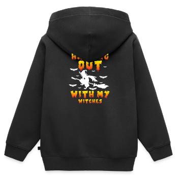 Hexerei Besen Walpurgisnacht - Kinder Premium Organic Zip Hoodie - Schwarz - Hinten - AI Model Kid Male (0cm)