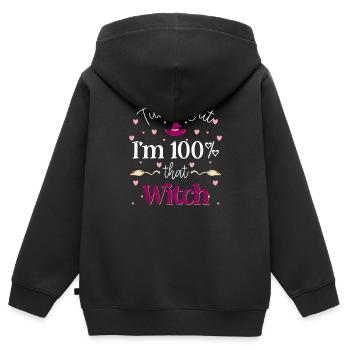 Hexe Magie Spruch Walpurgisnacht - Kinder Premium Organic Zip Hoodie - Schwarz - Hinten - AI Model Kid Male (0cm)