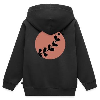 Plante minimale été couleur tendance - Sweat Premium à capuche zippé enfant bio - noir - Dos - AI Model Kid Male (0cm)