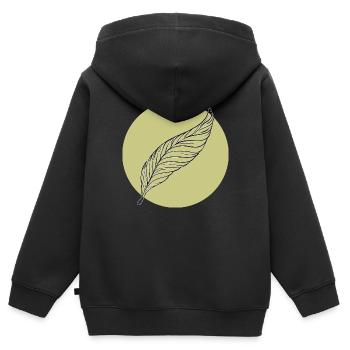 Minimal Feder Sommer trendige Farben - Kinder Premium Organic Zip Hoodie - Schwarz - Hinten - AI Model Kid Male (0cm)