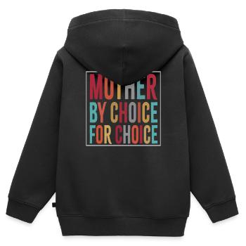 Mère par choix pour choix - Sweat Premium à capuche zippé enfant bio - noir - Dos - AI Model Kid Male (0cm)