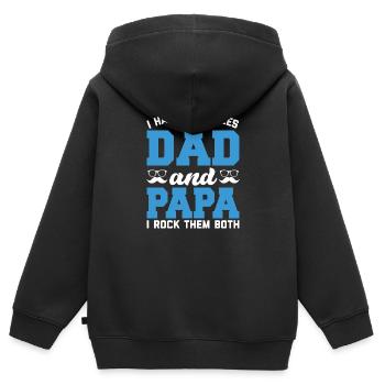 Ich habe zwei Titel Vater und Vater und ich rocke sie alle - Kinder Premium Organic Zip Hoodie - Schwarz - Hinten - AI Model Kid Male (0cm)