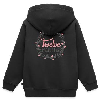 DOUZE MOIS JALONS CŒUR - Sweat Premium à capuche zippé enfant bio - noir - Dos - AI Model Kid Male (0cm)