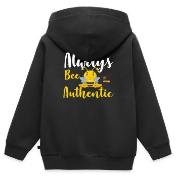 Always Bee Authentic - Kinder Premium Organic Zip Hoodie - Schwarz - Hinten - AI Model Kid Male (0cm)
