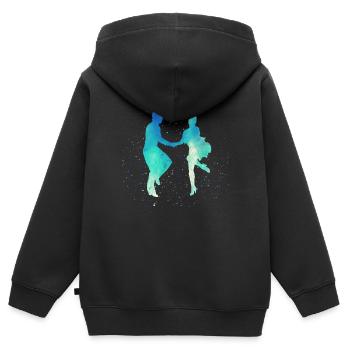 Danse Latine, Salsa, Samba, Swing Dance Couple - Sweat Premium à capuche zippé enfant bio - noir - Dos - AI Model Kid Male (0cm)