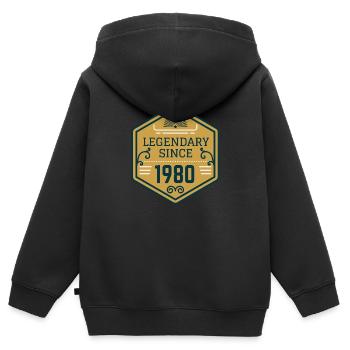 Lengendary since 1980 - Sweat Premium à capuche zippé enfant bio - noir - Dos - AI Model Kid Male (0cm)