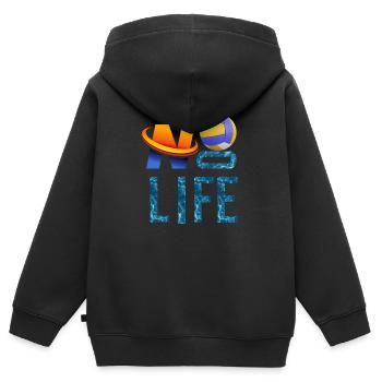KEINE VOLLEY, KEIN LEBEN - Kinder Premium Organic Zip Hoodie - Schwarz - Hinten - AI Model Kid Male (0cm)