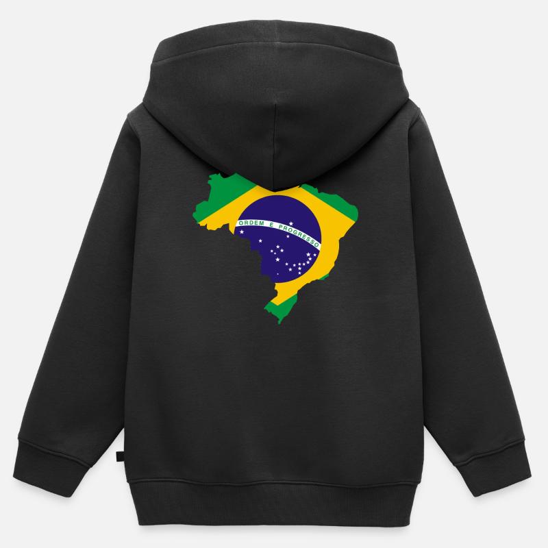 Brésil - Sweat Premium à capuche zippé enfant bio - noir