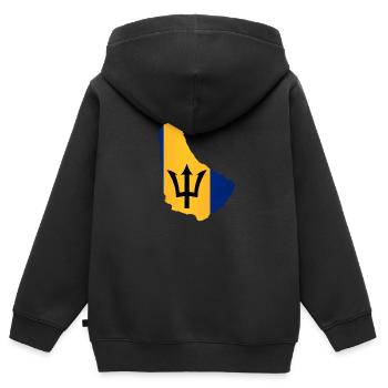 Barbados Inseln in Silhouette mit Flagge - Kinder Premium Organic Zip Hoodie - Schwarz - Hinten - AI Model Kid Male (0cm)