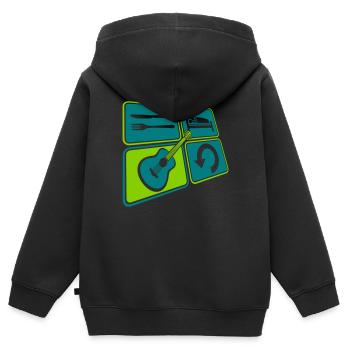 Rock Gitarre täglich spielen - Kinder Premium Organic Zip Hoodie - Schwarz - Hinten - AI Model Kid Male (0cm)